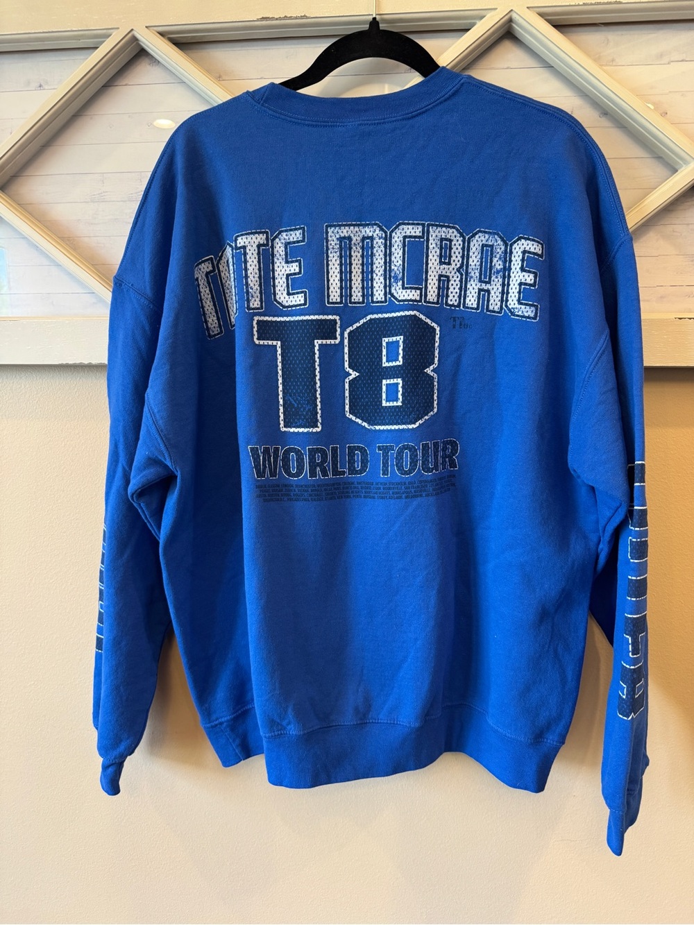 Tate McRae T8 Think Later Blue Tour Pullover Crewneck Sweatshirt Size XL